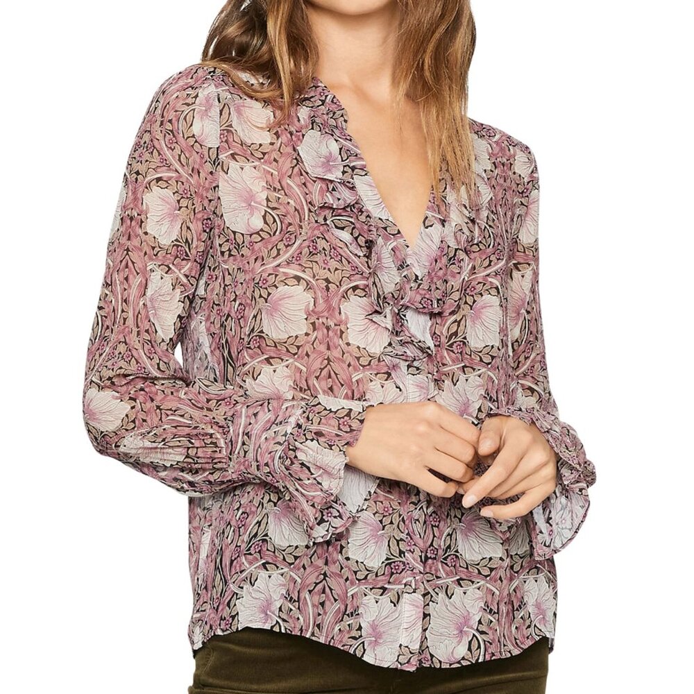 Paige Arianne Blouse in Pink an Mauve, XS, Silk Blouse, Like New, Gently Worn